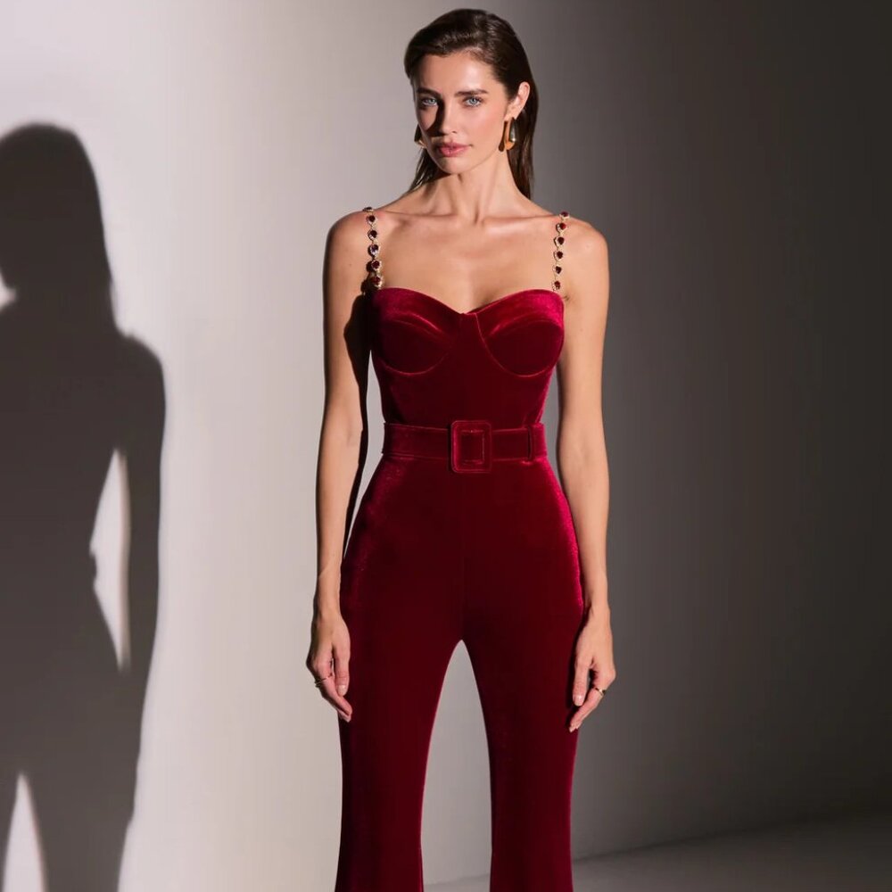 BRAND NEW WITH TAGS Nadine Merabi Harley Red Jumpsuit - XS
